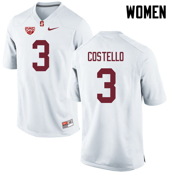 Women #3 K.J. Costello Stanford Cardinal College Football Jerseys Sale-White - Click Image to Close